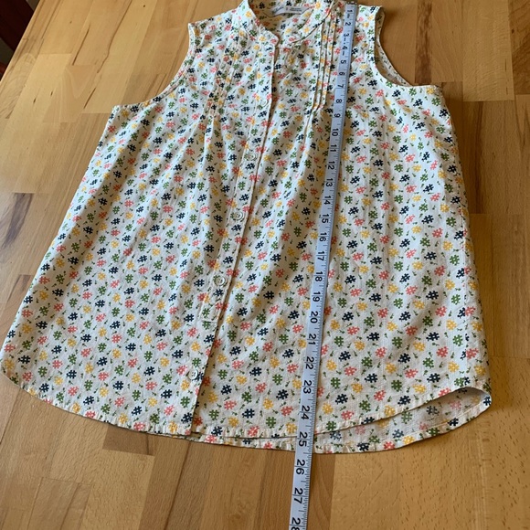 Woolrich sleeveless button down top # colorful print cream color size S/P - Picture 7 of 11